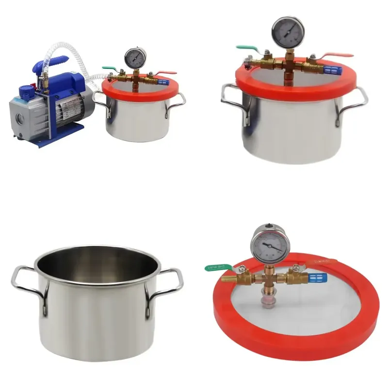 Lab Equipment - 2ガロンステンレス鋼真空乾燥装置、5CFMポンプ付き、エポキシ樹脂鋳造ラボ工業用、110V/220V対応